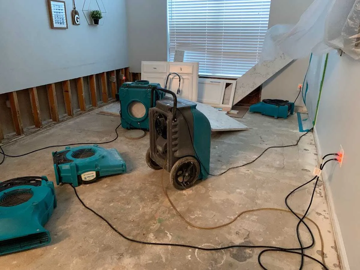 Dehumidifier in flood-cut room for Water Extraction & Removal in Parsons